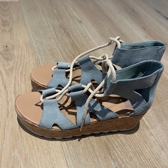 Sorel Cameron Flatform Lace, Suede Ghillie Gladiator Wedge Sz 9,5 - Picture 3 of 8